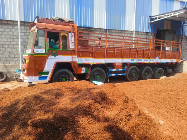 Truck near Coir Pith Pile